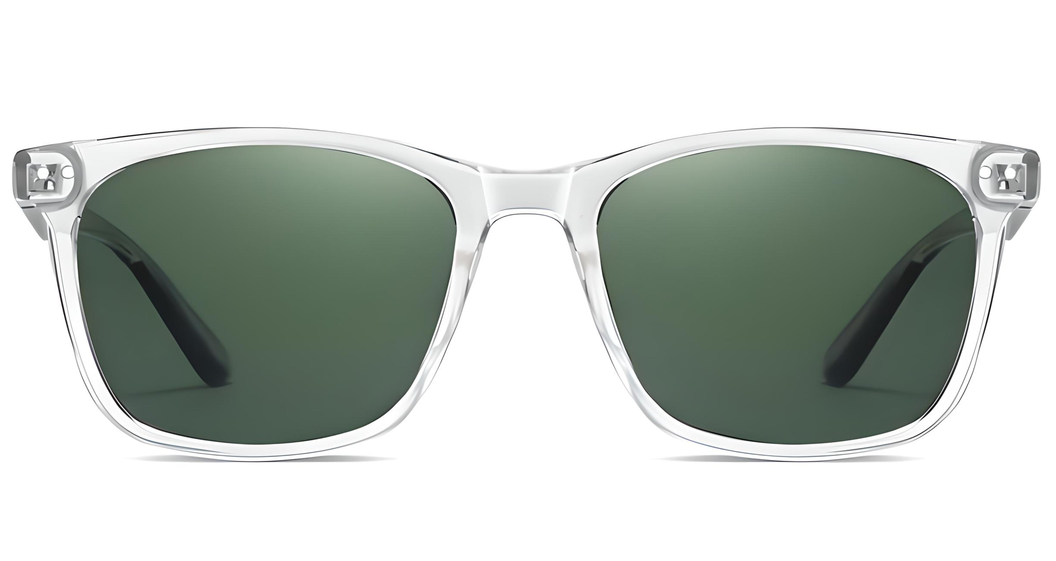 Missandtrendy Bristol wayfarer sunglasses with clear transparent frame and green lens 0º side view