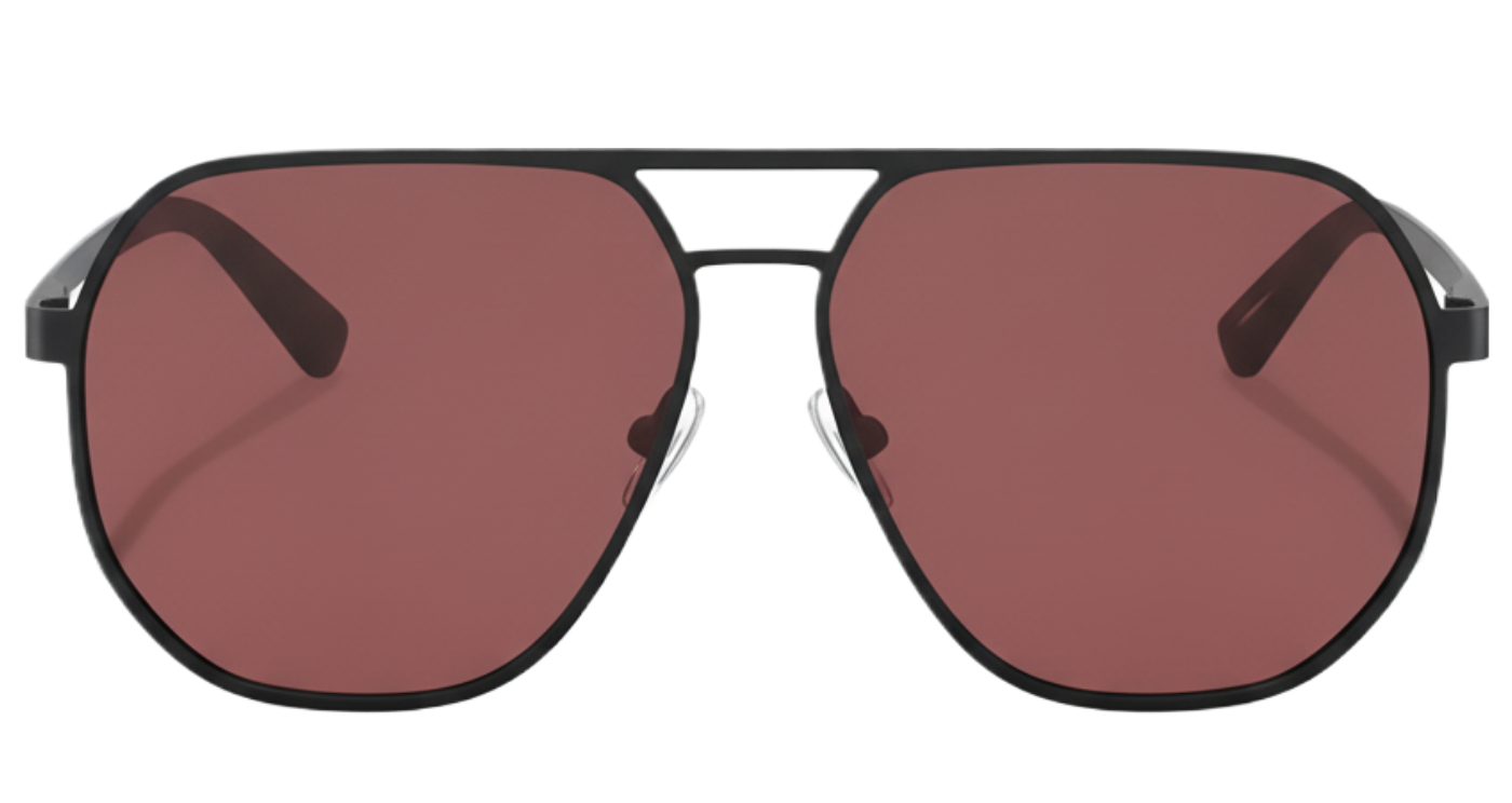 Missandtrendy Dire Aviator UV polarised sunglasses with black frame and burgundy lens 0º side view 