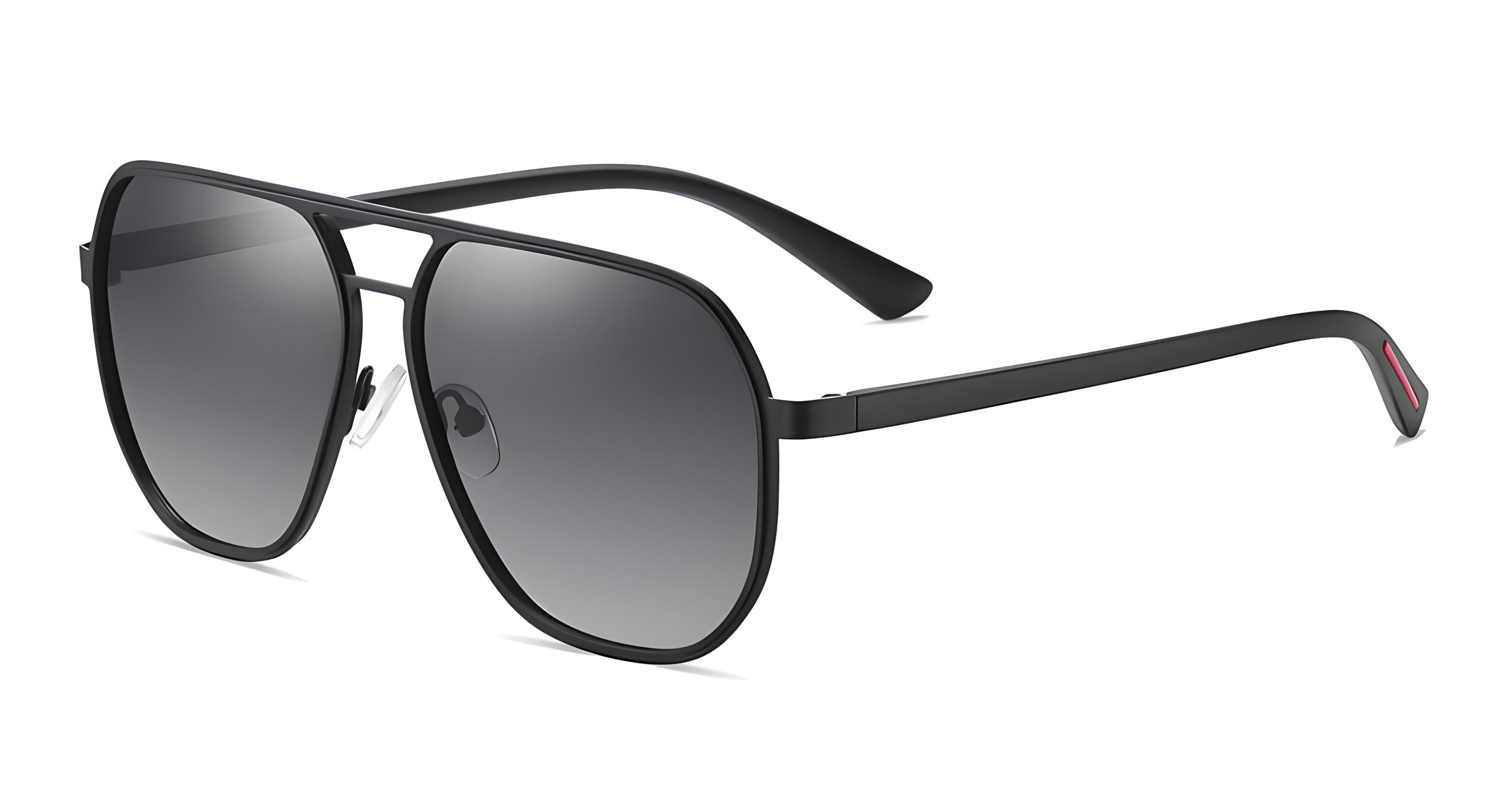 Missandtrendy Dire Aviator sunglasses with black frame and black lens 45º side view