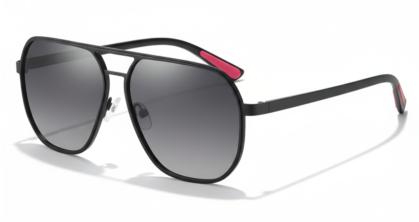Missandtrendy Dire Aviator sunglasses with black frame and black lens 45º side view_01
