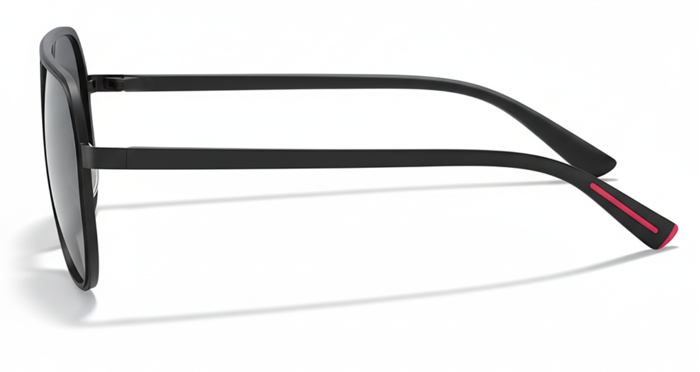 Missandtrendy Dire Aviator sunglasses with black frame and black lens 90º side view_01