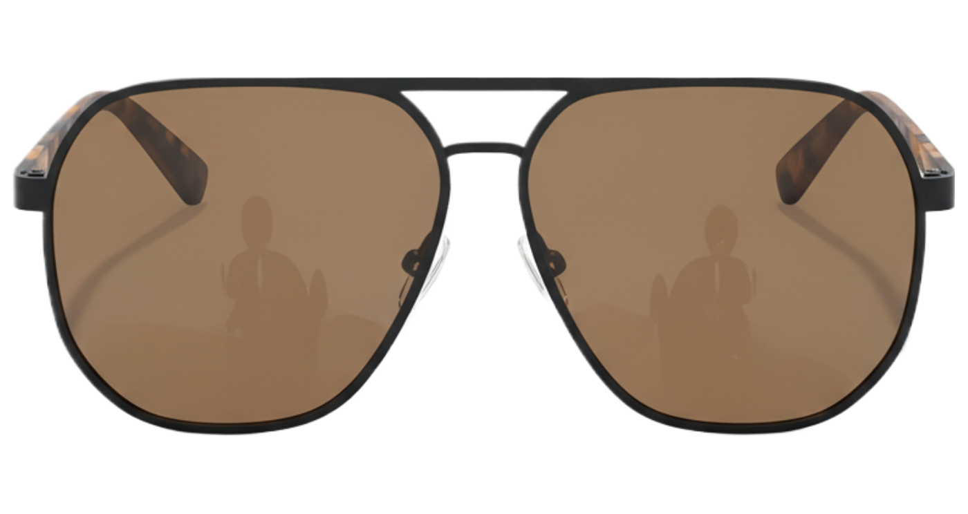 Missandtrendy Dire Aviator sunglasses with tortoiseshell frame and brown lens 0º side view