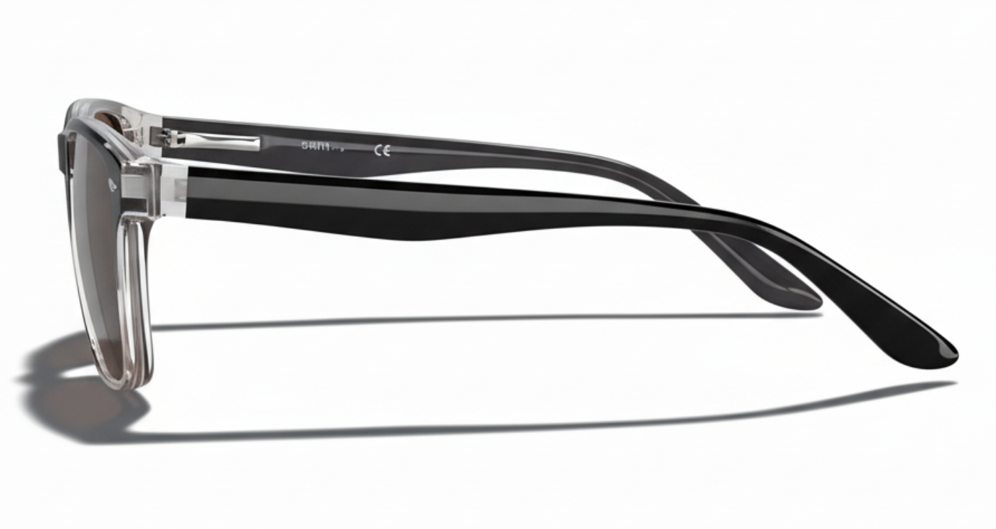 Missandtrendy Edinburgh wayfarer sunglasses with black frame and brown lens 90º side view