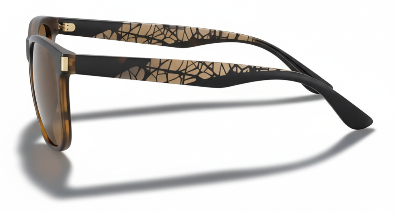 Missandtrendy Eighties wayfarer sunglasses with brown black frame and brown lens 90º side view