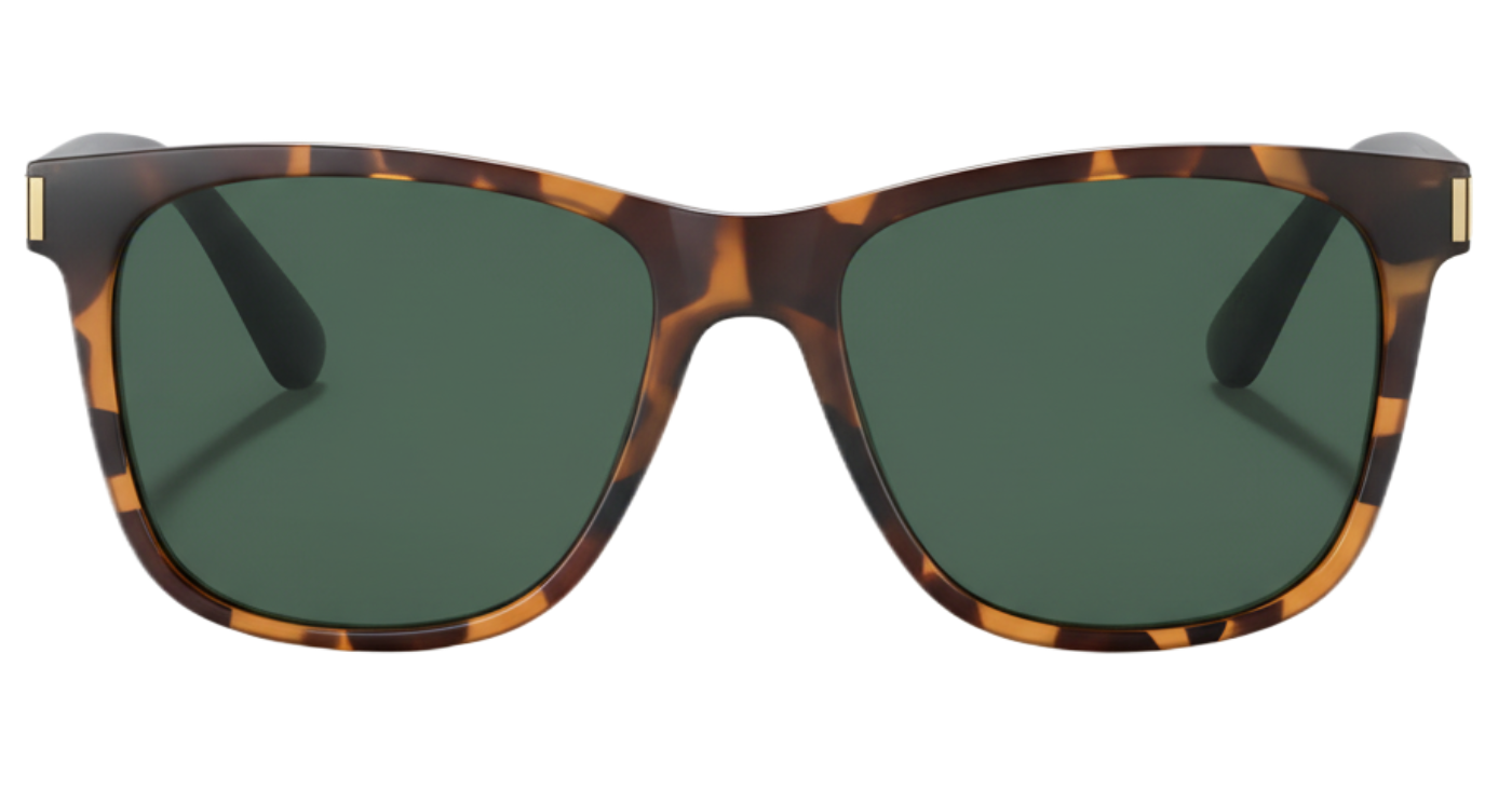 Missandtrendy Eighties wayfarer sunglasses with brown black frame and green lens 0º side view