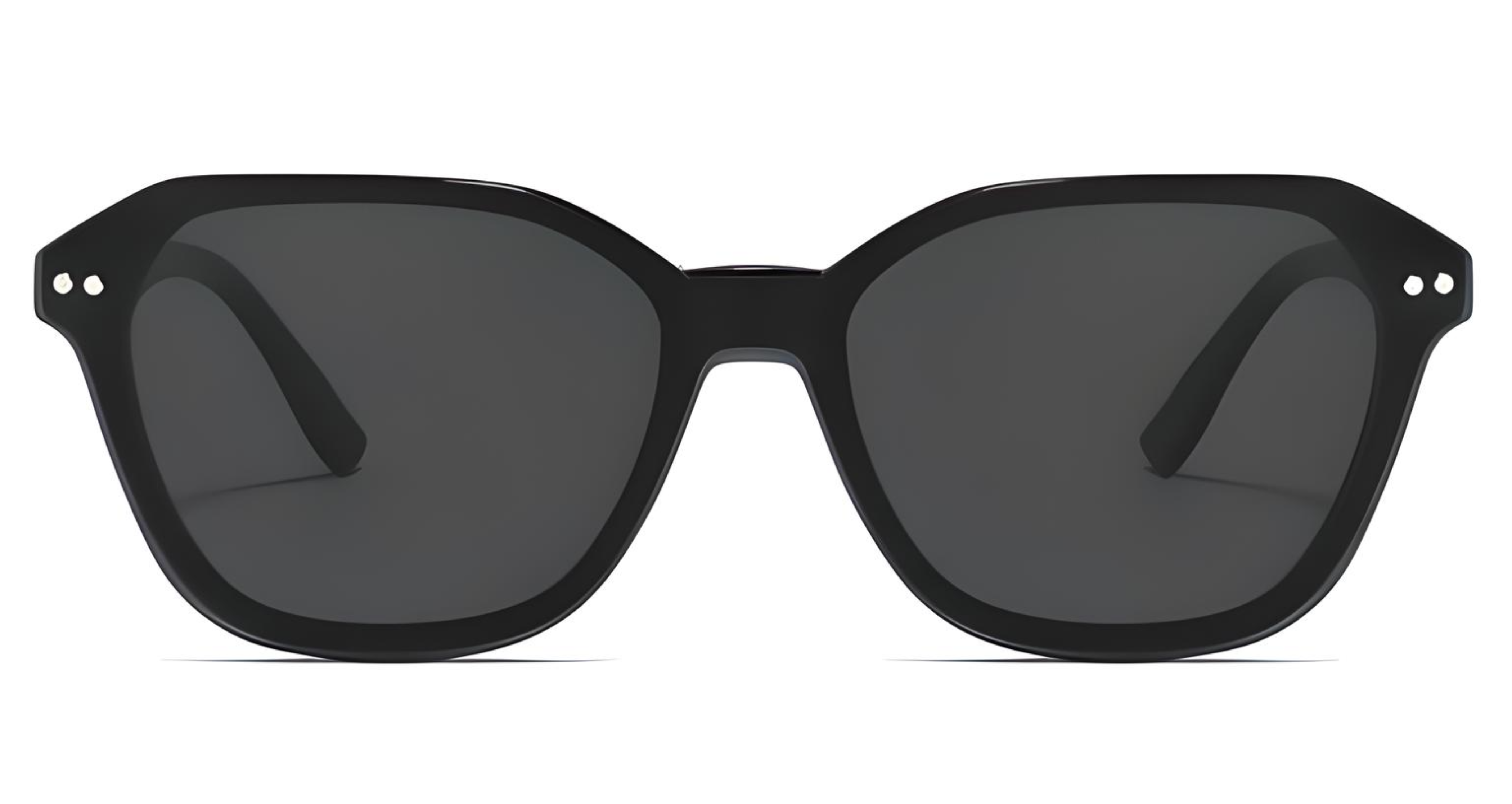Missandtrendy Evolution geometric sunglasses with black grey frame and black clip lens front side view