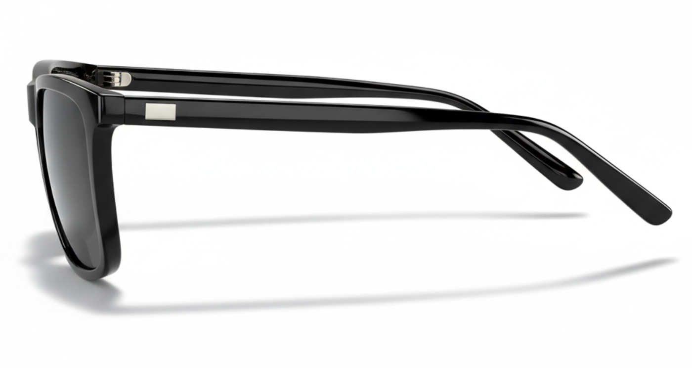 Missandtrendy Mayfair wayfarer saquare sunglasses with black frame and black lens 90º side view_01
