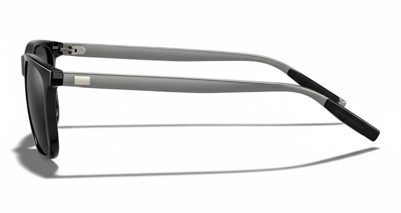 Missandtrendy Mayfair wayfarer square sunglasses with silver frame and mirror green lens 0º side view new