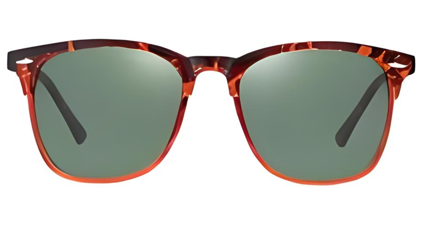 Missandtrendy Piccadilly wayfarer sunglasses with tortoiseshell orange  frame and green lens 0º side view new style