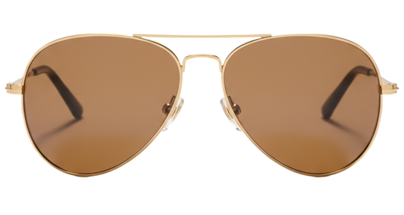 Missandtrendy Retro aviator sunglasses with gold metal frame and brown lens 45º side view