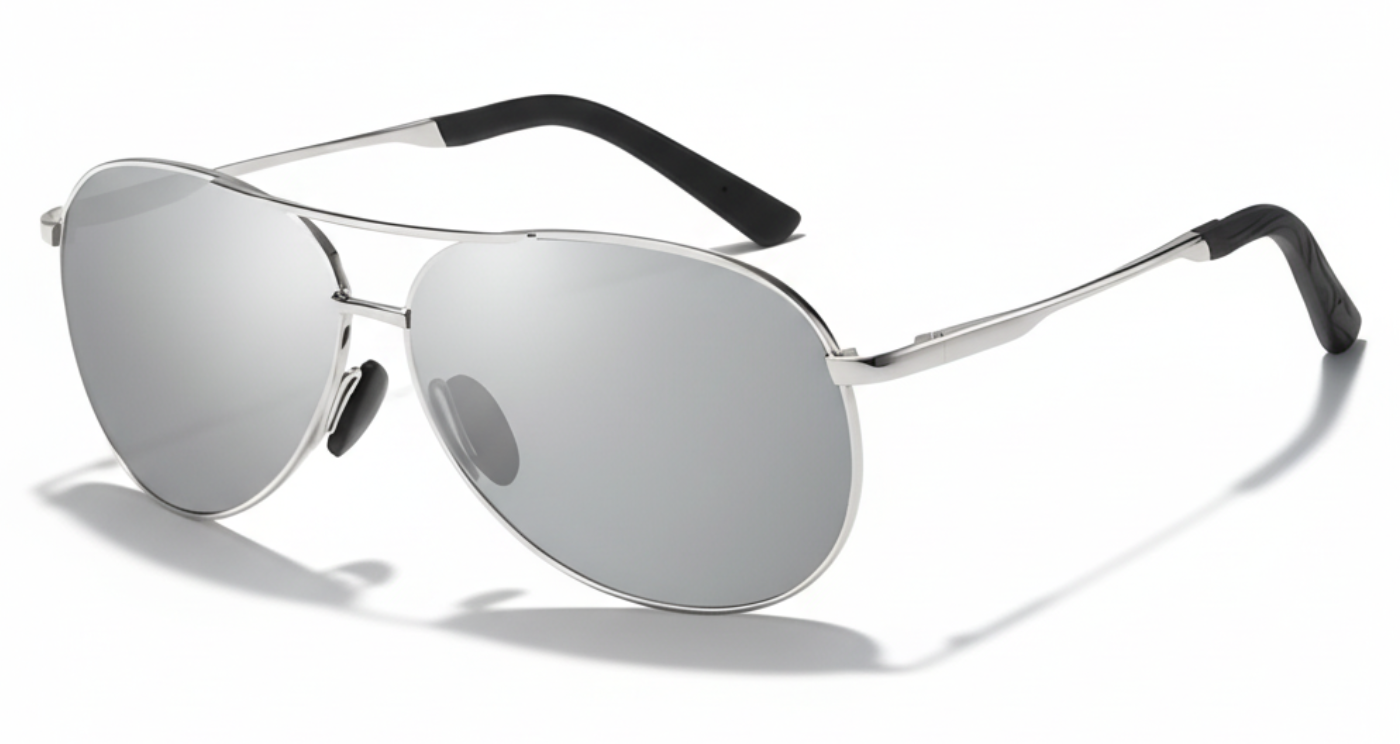 Missandtrendy Retro aviator sunglasses with silver metal frame and mirror silver lens 45º side view_01