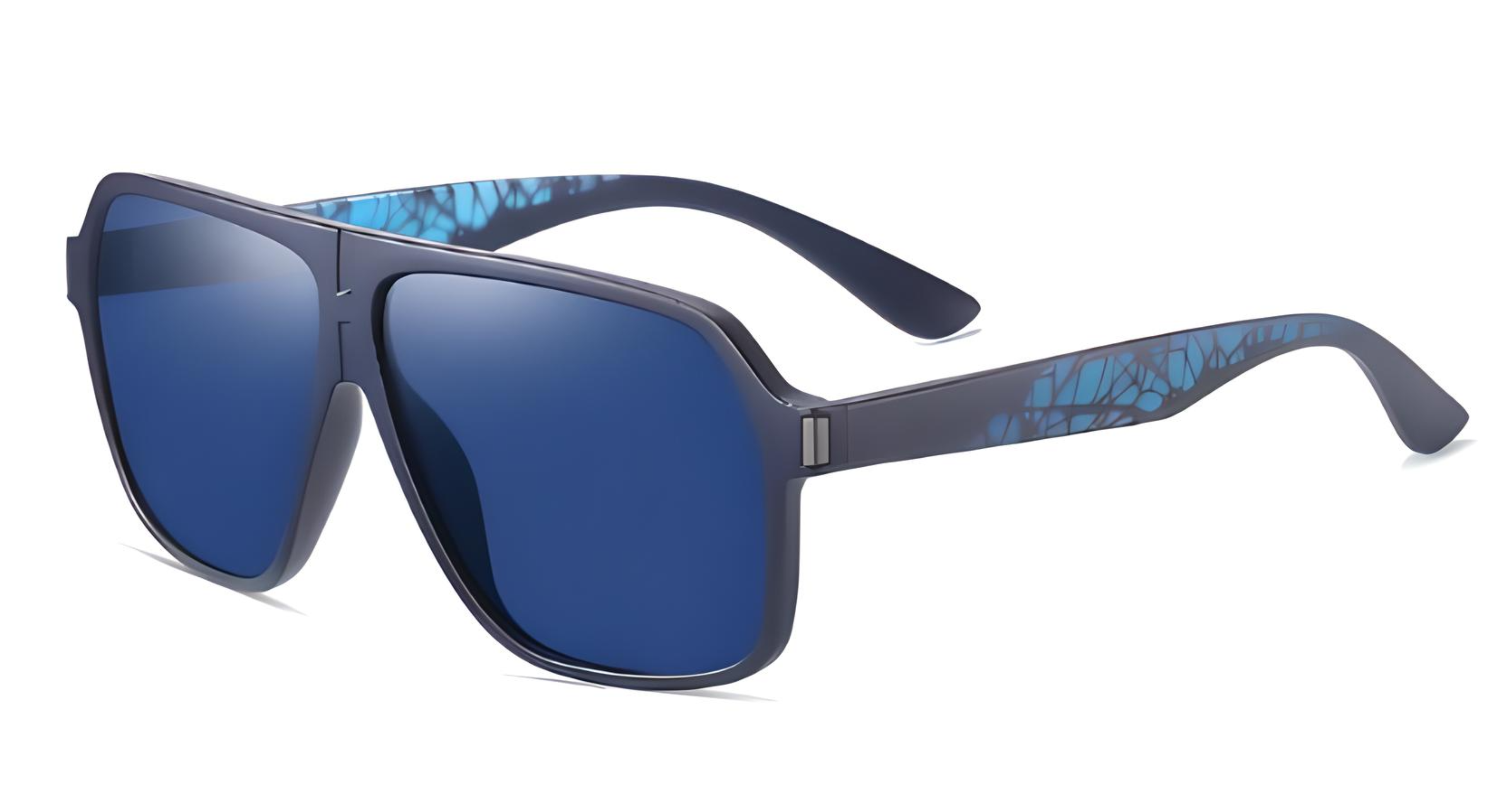 Missandtrendy Rocky aviator sunglasses with blue frame and blue lens 45º side view