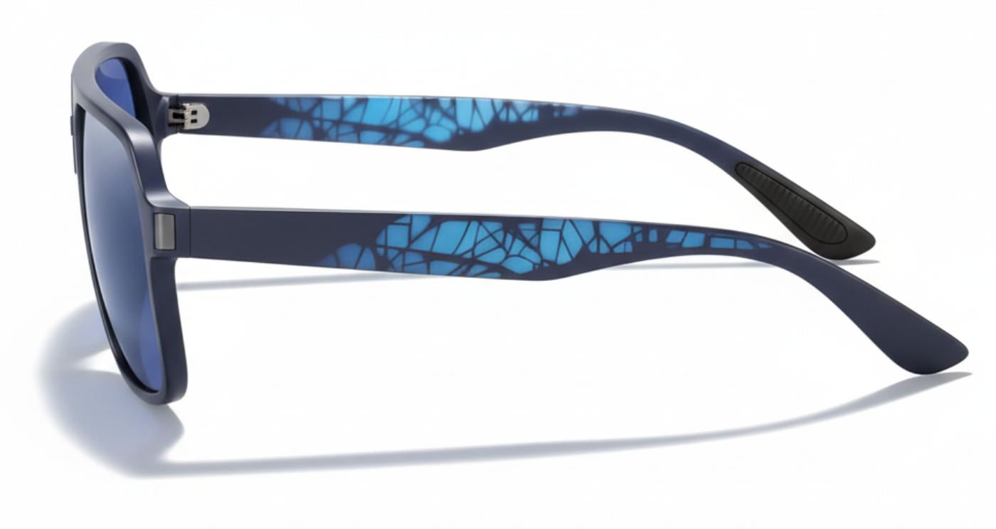 Missandtrendy Rocky aviator sunglasses with blue frame and blue lens 90º side view_01