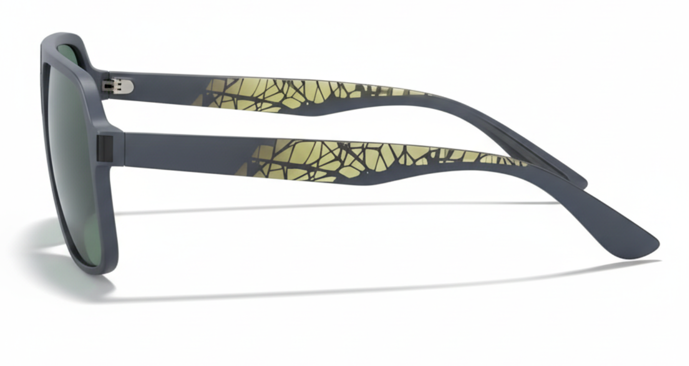 Missandtrendy Rocky aviator sunglasses with grey frame and green lens 90º side view_01