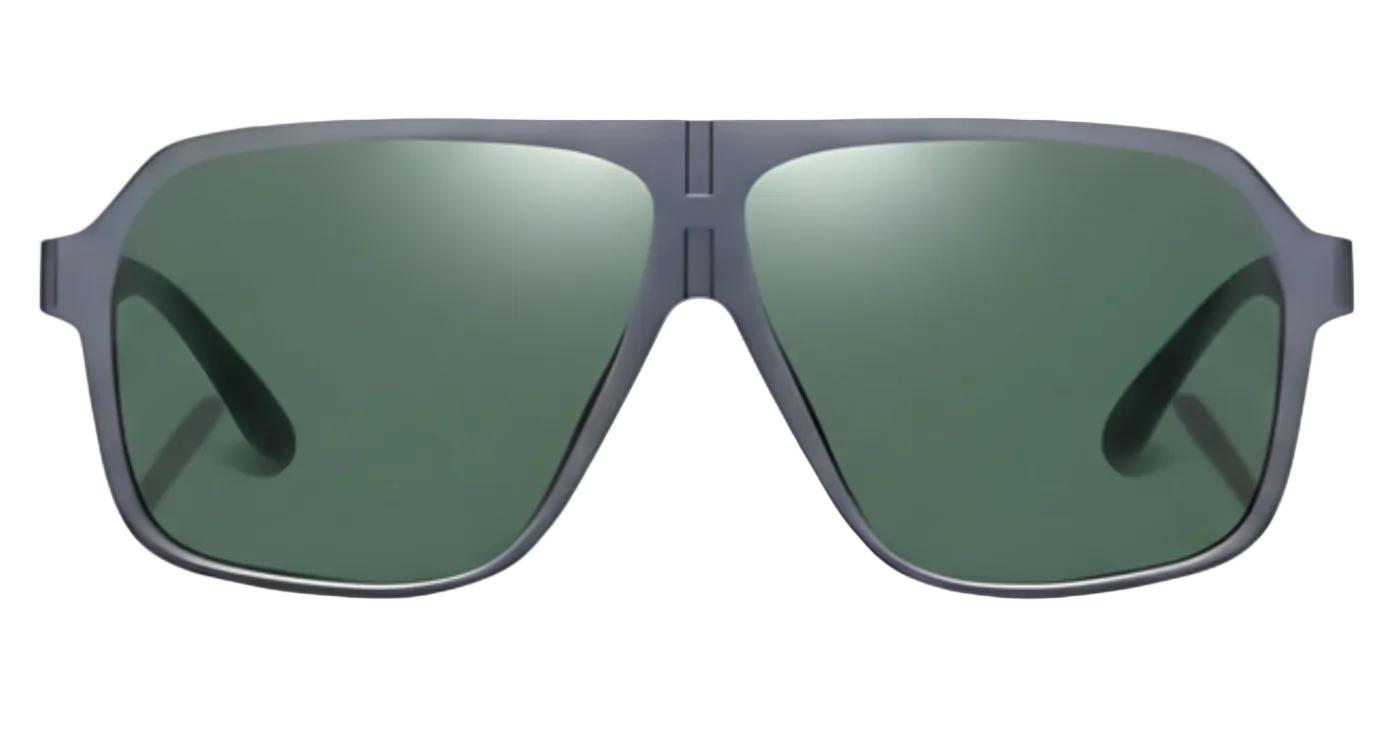 Missandtrendy Rocky aviator sunglasses with grey frame and green lens front side view_01
