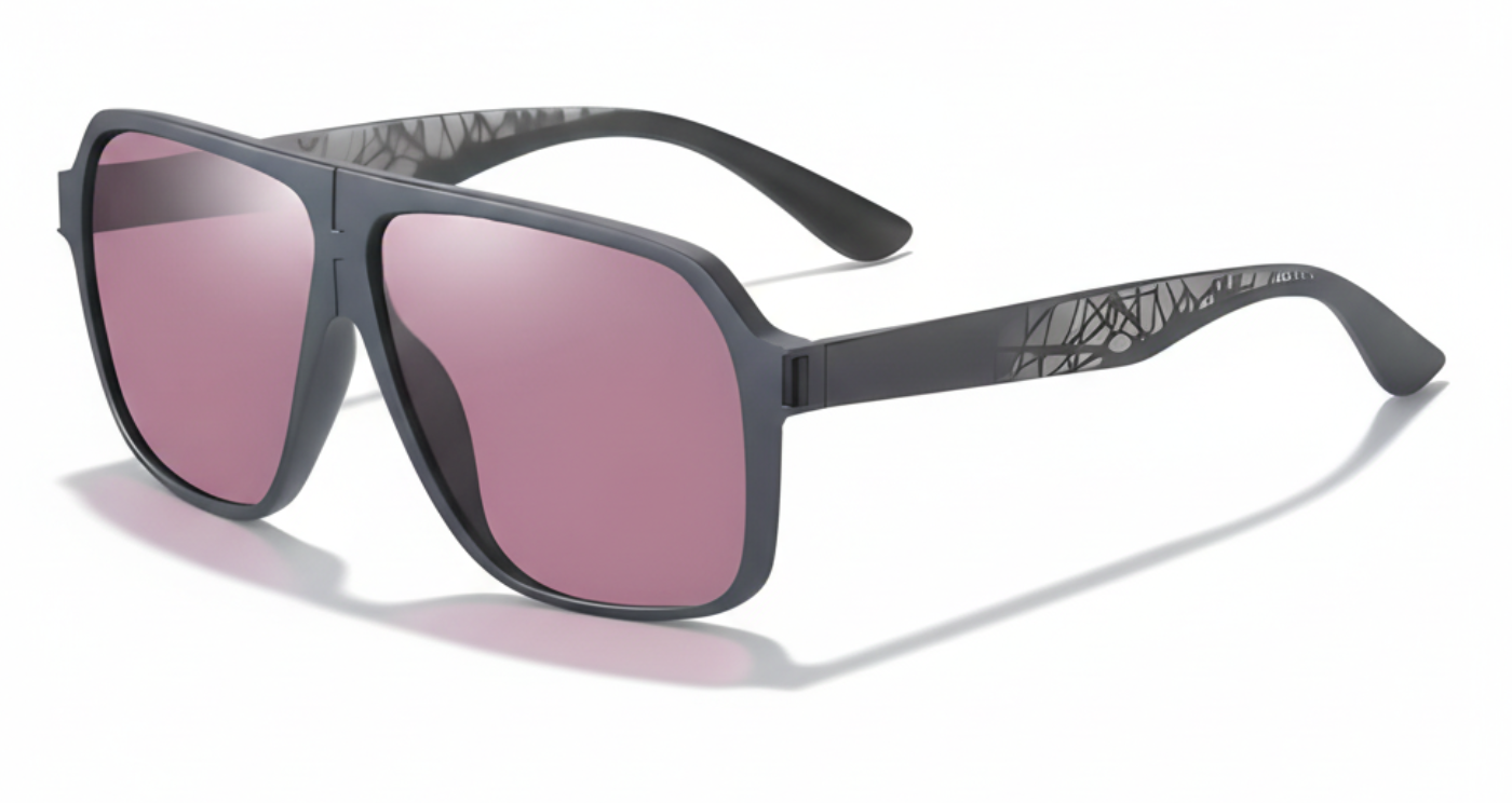 Missandtrendy Rocky aviator sunglasses with grey frame and purple lens 45º side view_01