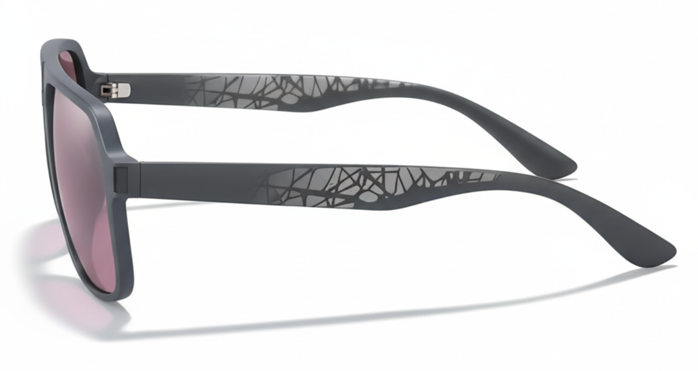 Missandtrendy Rocky aviator sunglasses with grey frame and purple lens 90º side view_01