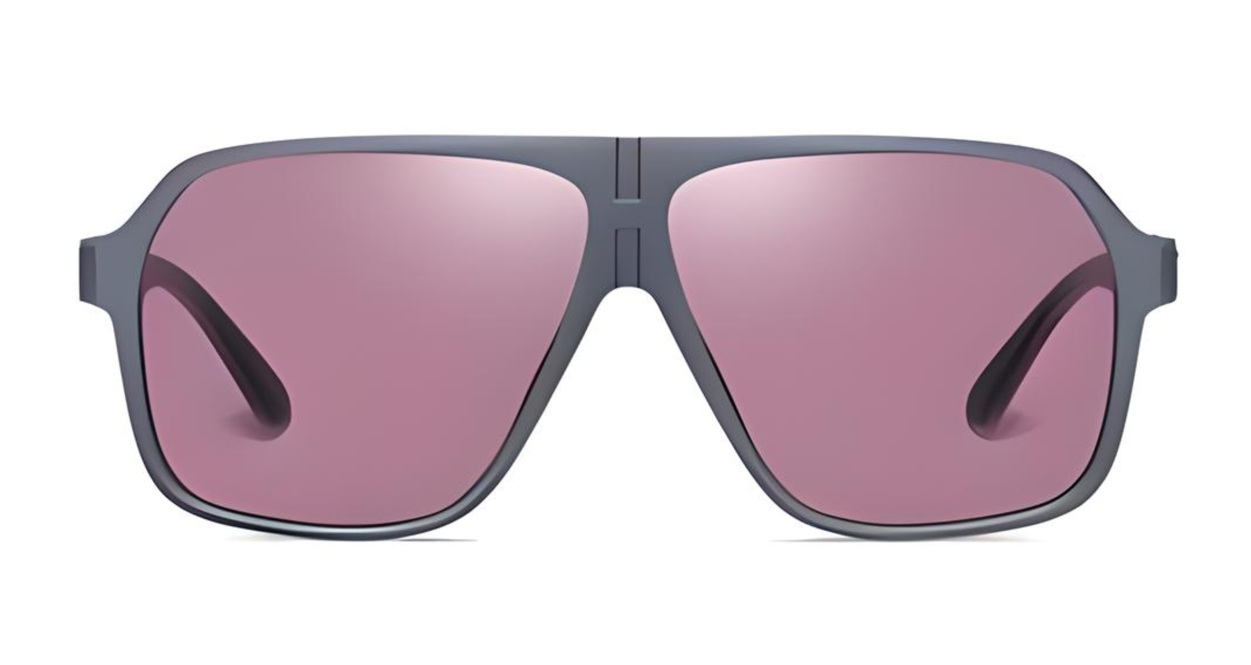 Missandtrendy Rocky aviator sunglasses with grey frame and purple lens front side view