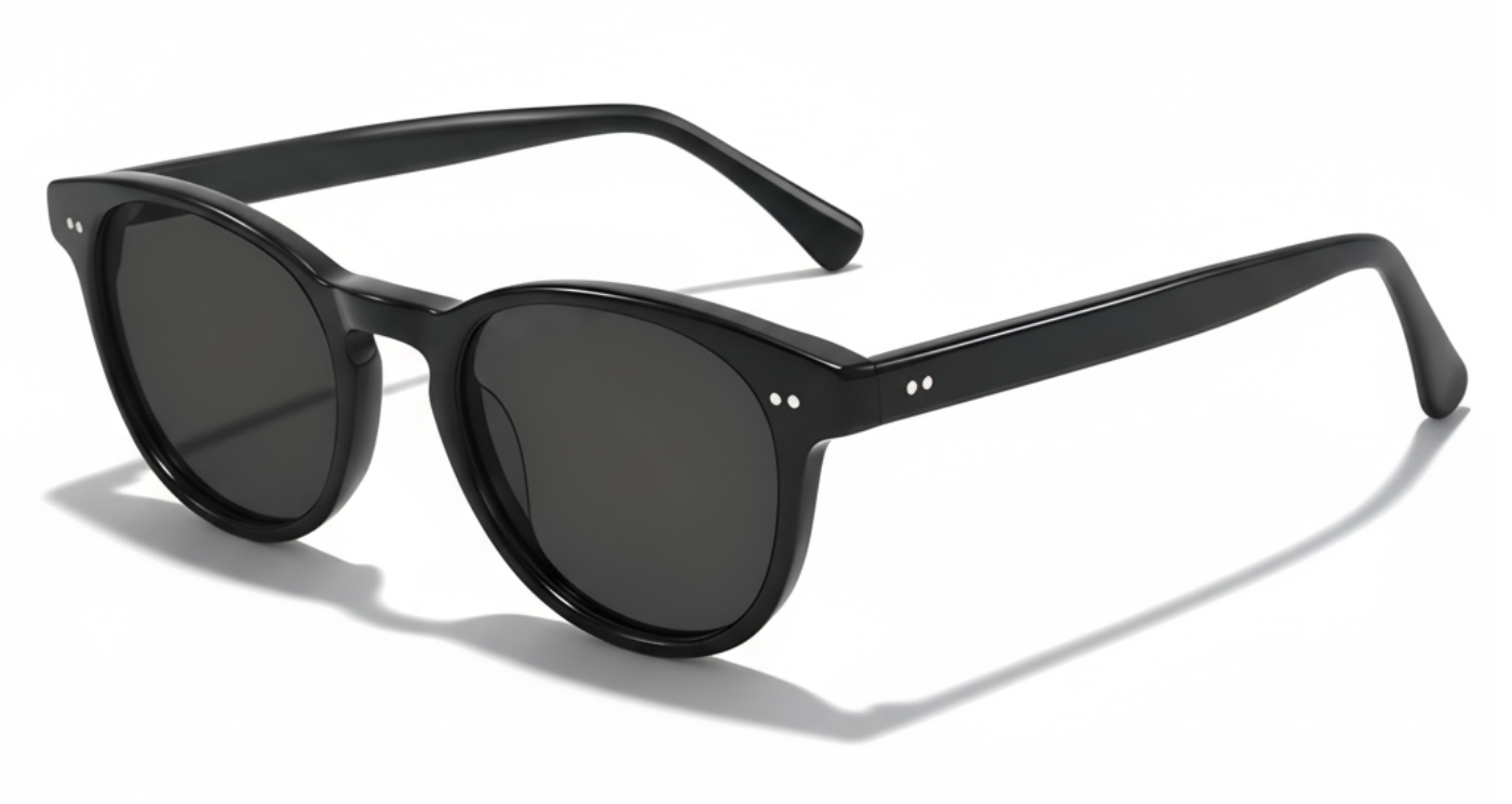 Missandtrendy Wolverhampton round  sunglasses with black frame and black lens 45º side view