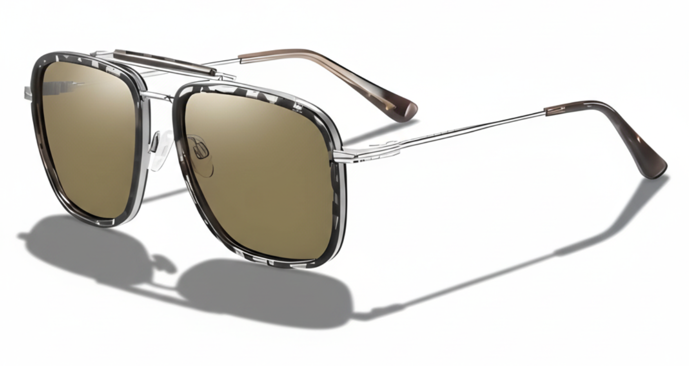 Missandtrendy  Leeds aviator sunglasses with Silver rectangular frame and gradient Brown lens 45º side view