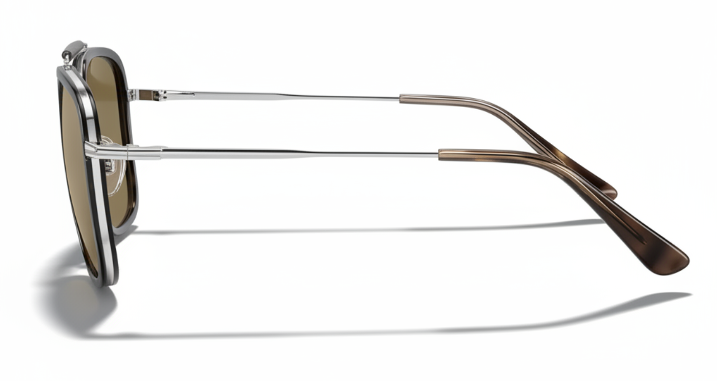 Missandtrendy leeds aviator sunglasses with Silver rectangular frame and gradient Brown lens 90º side view