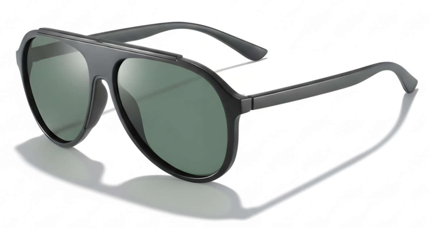 Missandtrendy brandon aviator polariseed sunglasses with black frame and green lens 45º side view_01