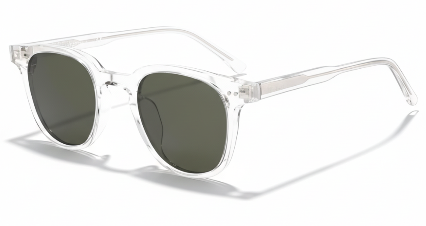 Missandtrendy candice round sunglasses with clear transparent frame and green lens 45º side view_new_01