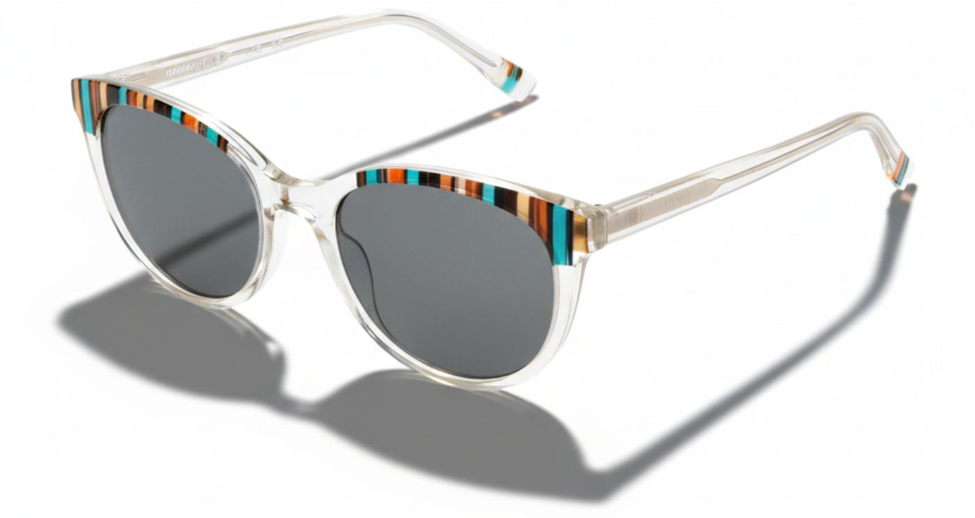 Missandtrendy cat-eye sunglasses with clear frame and mirror silver lens45º side view_new_1