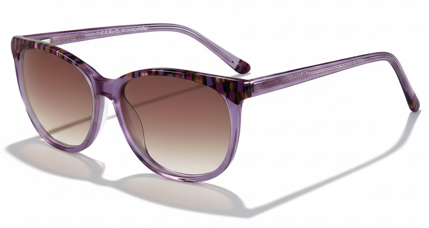 Missandtrendy cat-eye sunglasses with purple frame and gradient brown lens 45º side view new_01