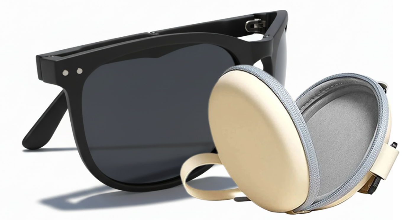 Missandtrendy convert round foldable sunglasses with black frame and black lens accessories
