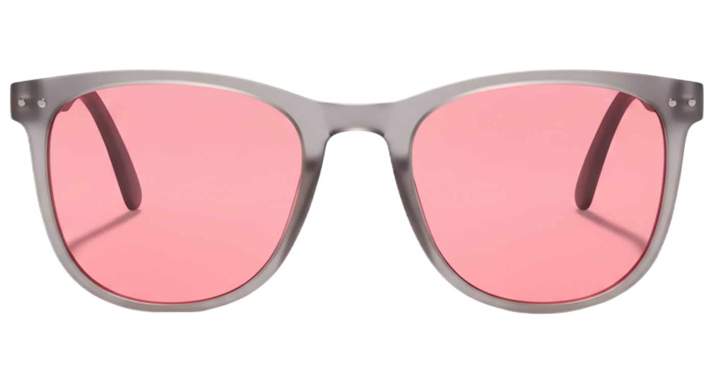 Missandtrendy convert round foldable sunglasses with grey frame and pink lens 0º side view_01
