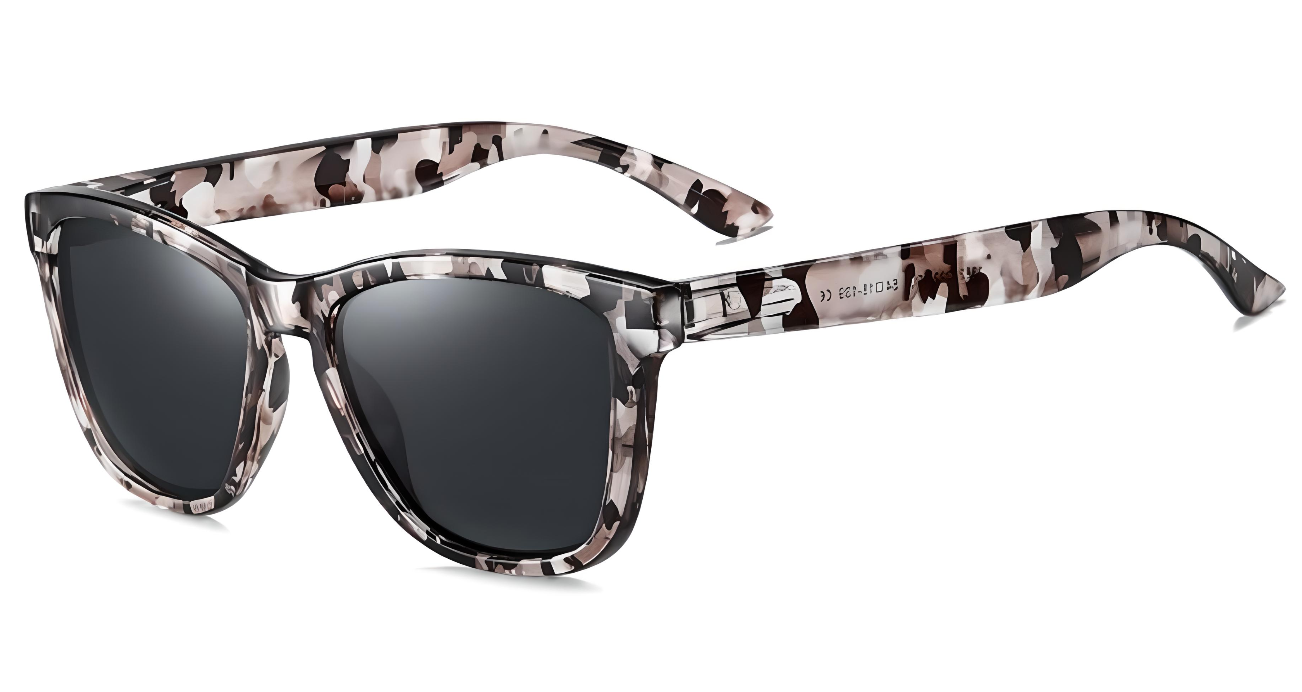 Missandtrendy dreamlike wayfarer sunglasses with black pattern frame and black lens 45º side view