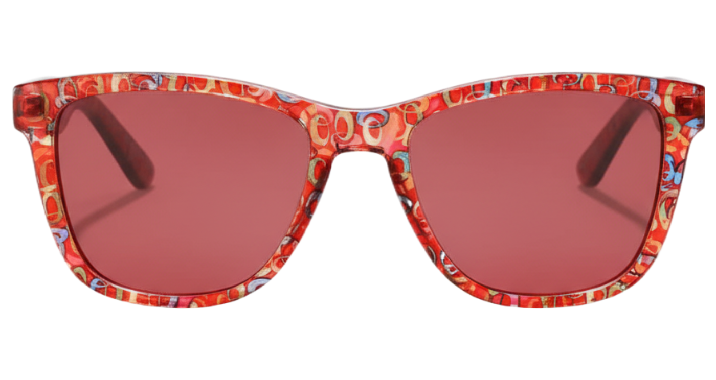 Missandtrendy dreamlike wayfarer sunglasses with pattern red frame and mirror red lens 0º side view