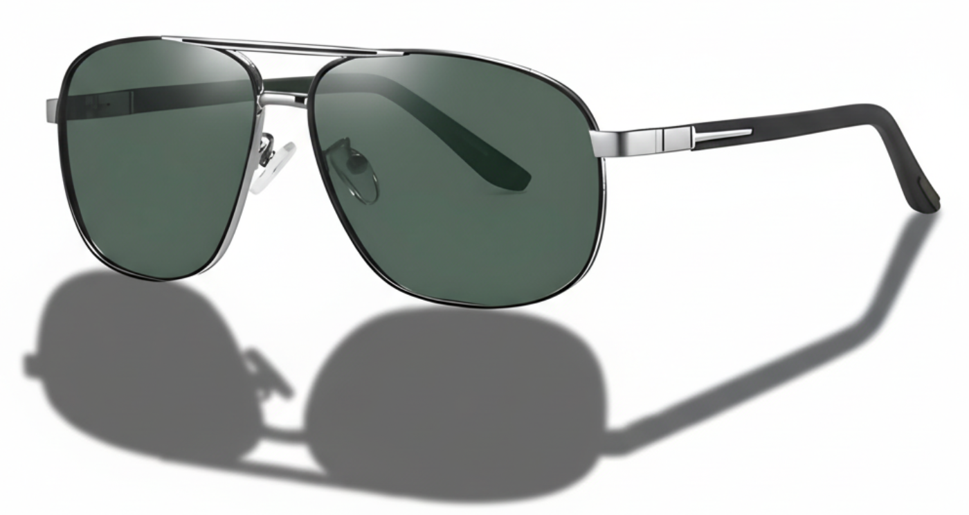 Missandtrendy fusion aviator sunglasses with army green frame and green lens 45º side view new style