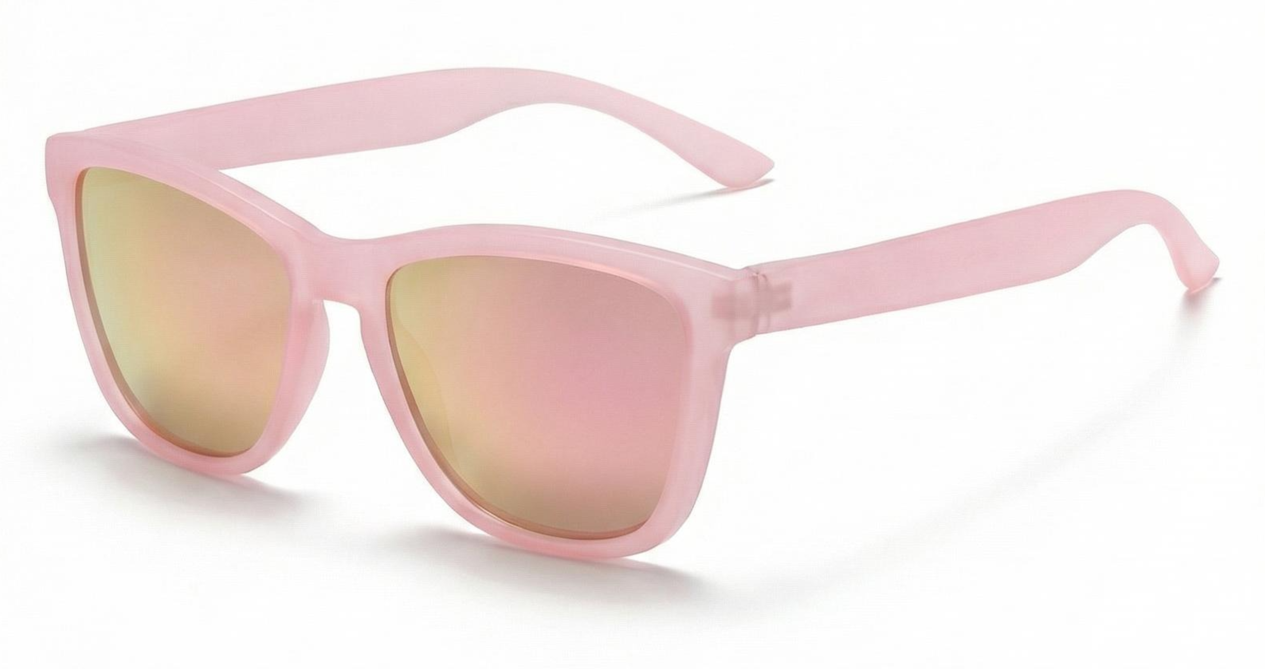 Missandtrendy rainbow wayfarer sunglasses with pink frame and pink lens 45º side view_new
