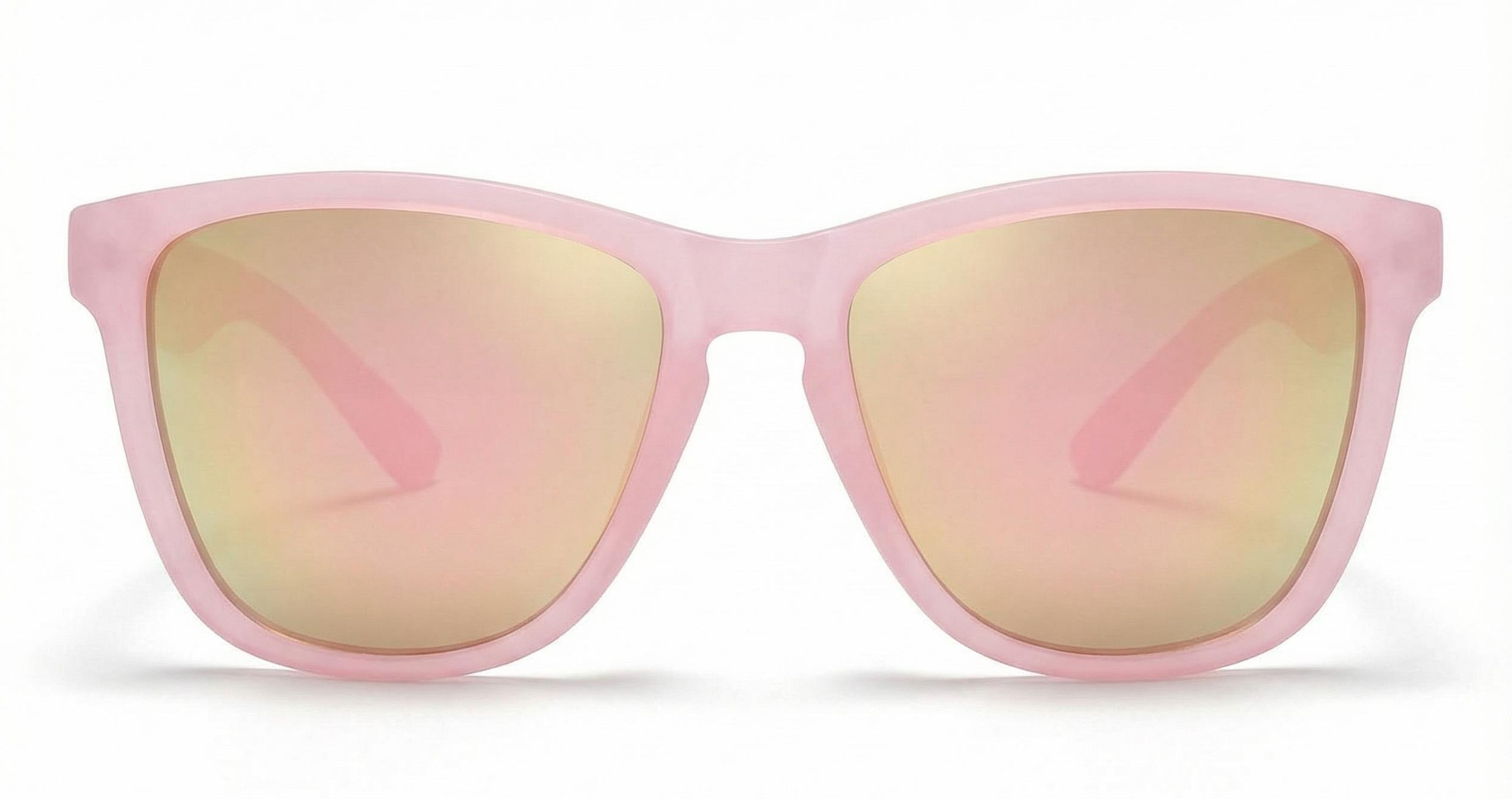 Missandtrendy rainbow wayfarer sunglasses with pink frame and pink lens front side view_new