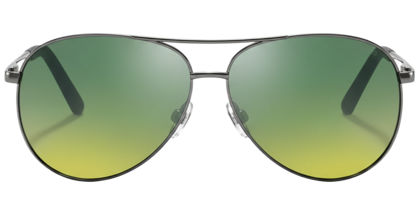 Missandtrendy retro aviator sunglasses with gunmetal metal frame and gradient green lens 0º side view_02