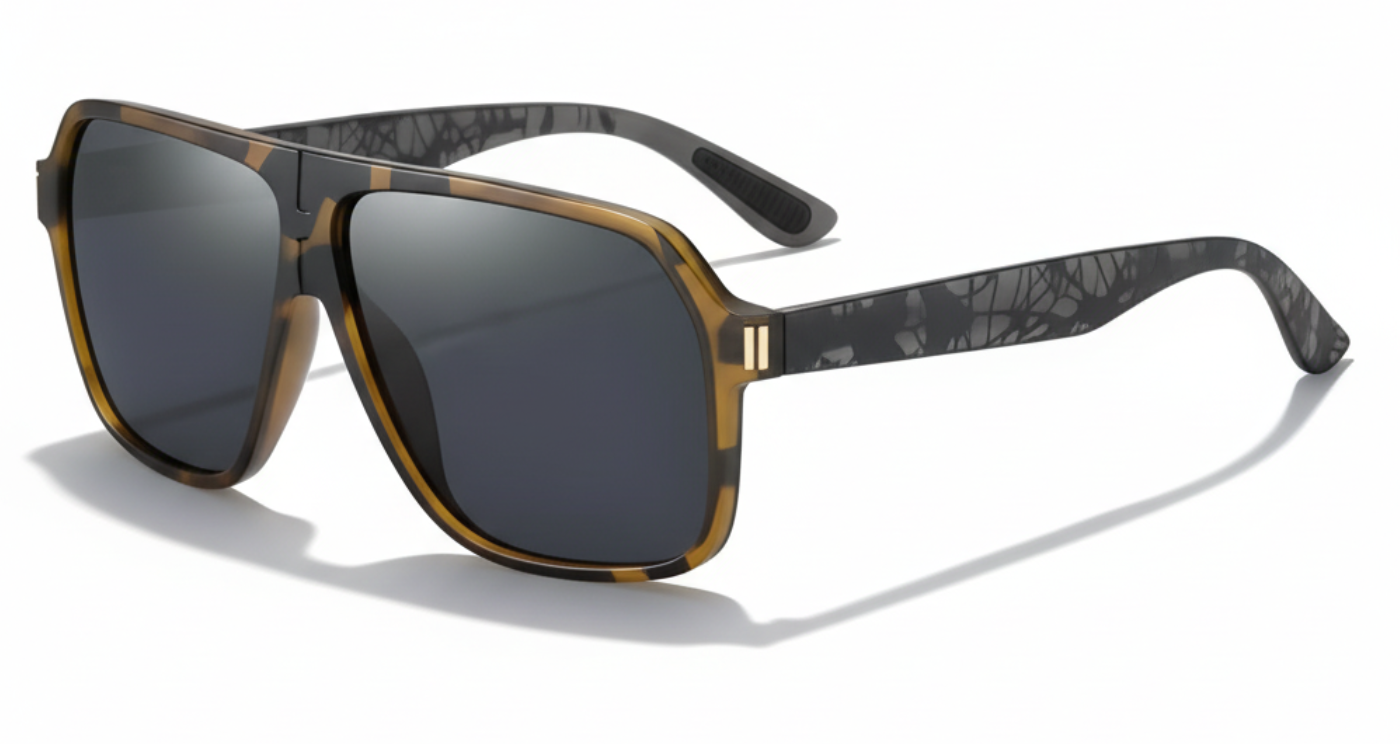 Missandtrendy rocky aviator sunglasses with army brown frame and black lens 45º side view_01