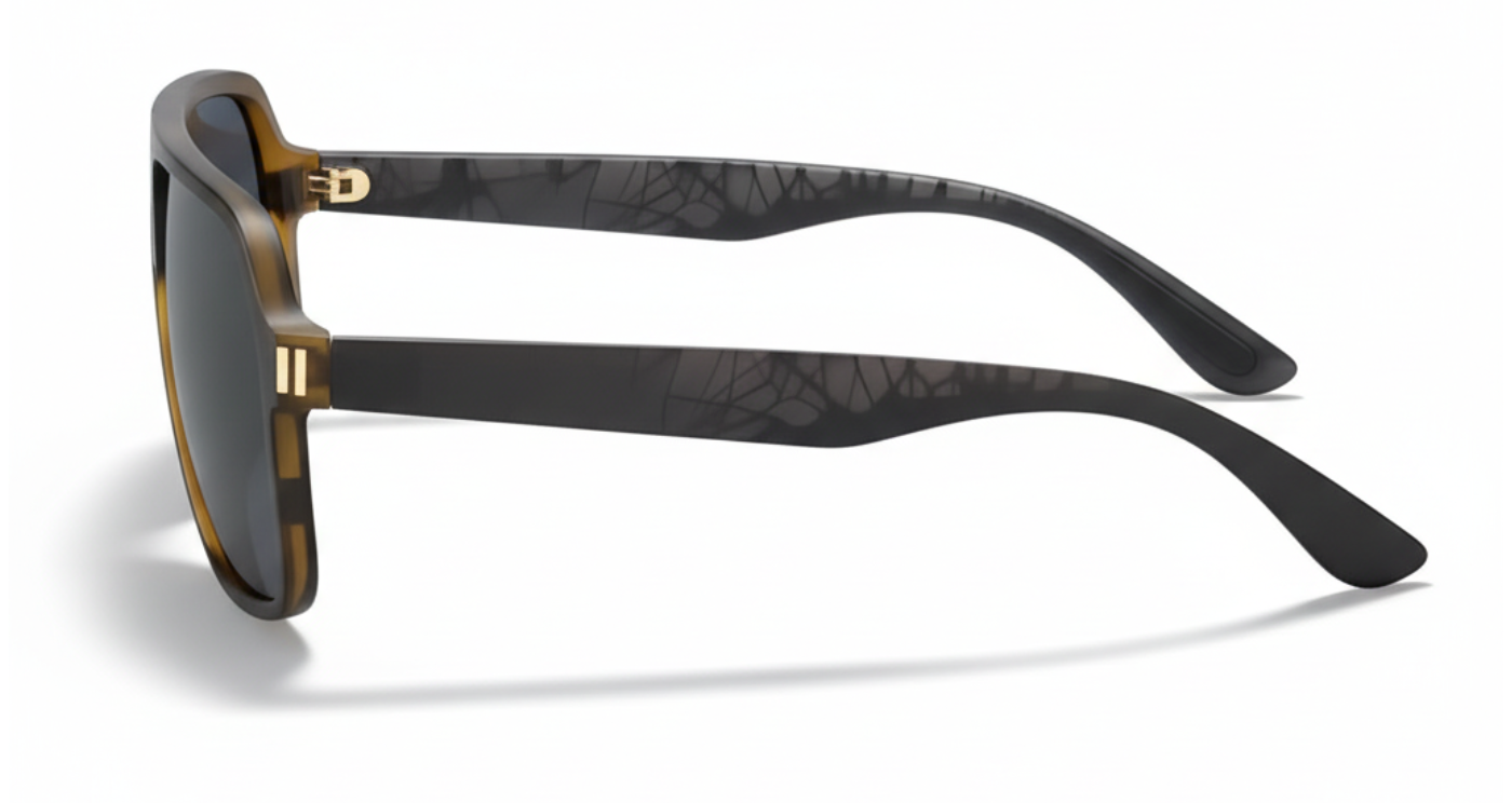 Missandtrendy rocky aviator sunglasses with army brown frame and black lens 90º side view_01