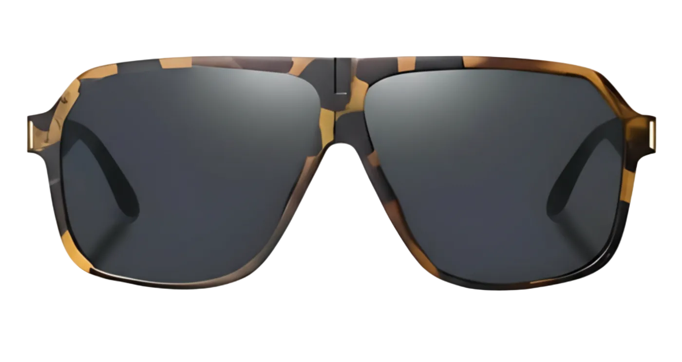 Missandtrendy rocky aviator sunglasses with army brown frame and black lens front side view_01