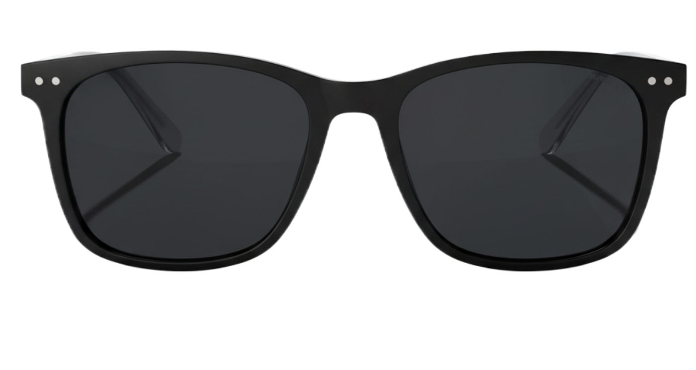 Missandtrendy silhouette wayfarer sunglasses with clear frame and black lens 0º side view