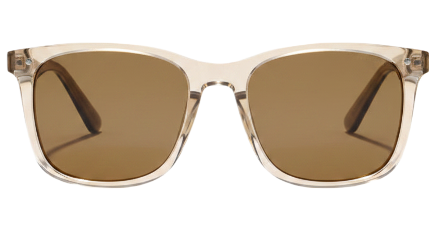 Missandtrendy silhouette wayfarer sunglasses with clear transparent brown frame and brown lens 0º side view new