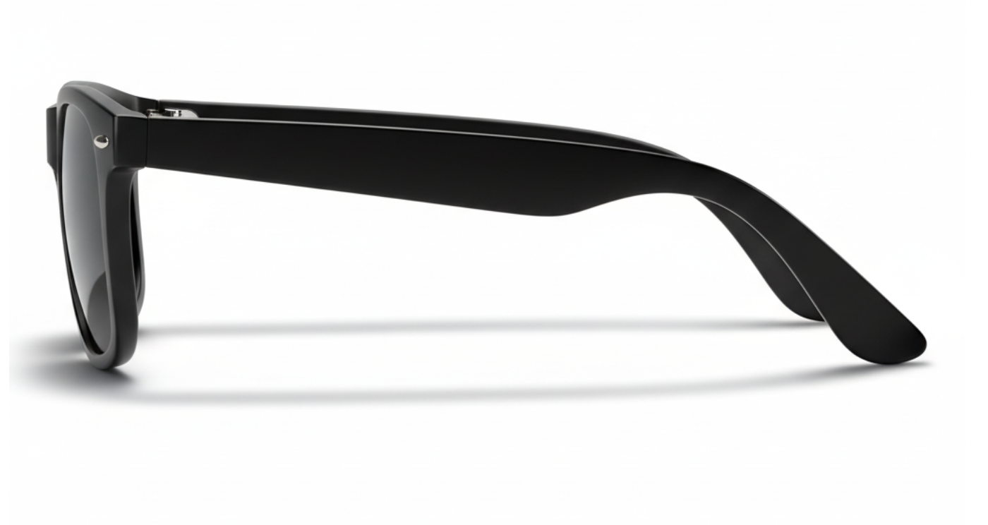 Missandtrendy sunshine wayfarer sunglasses with black frame and black lens 90º side view_01