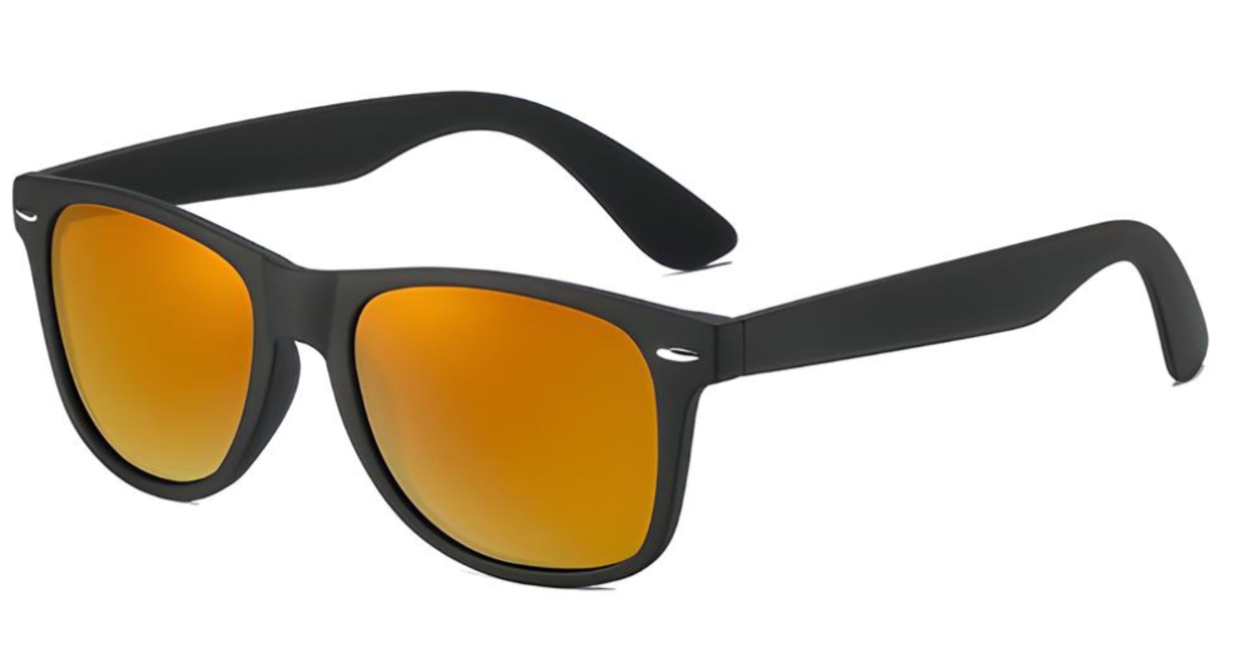 Missandtrendy sunshine wayfarer sunglasses with black frame and mirror yellow lens 45º side view