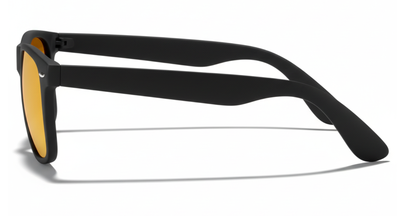 Missandtrendy sunshine wayfarer sunglasses with black frame and mirror yellow lens 90º side view_01