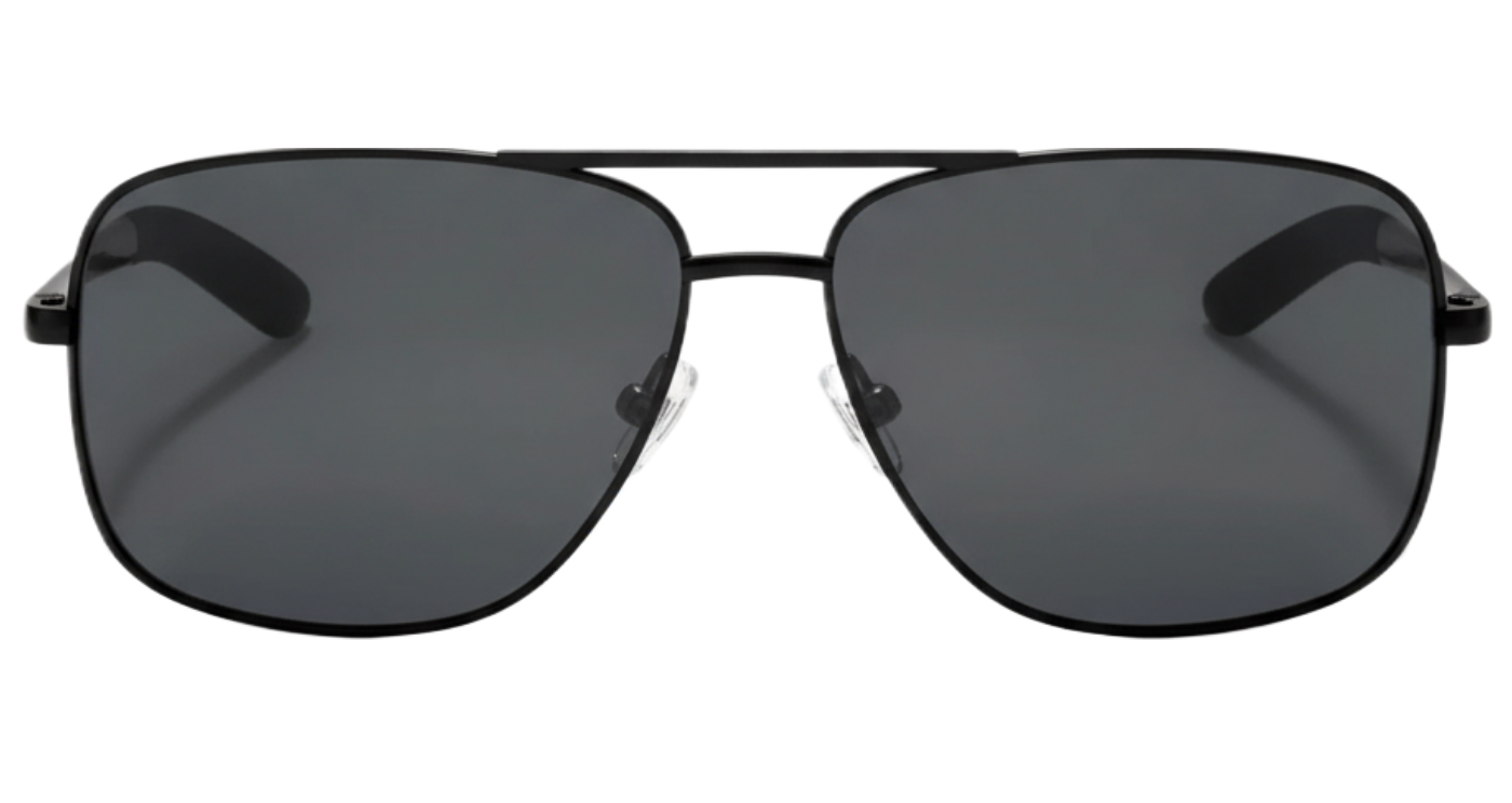Missandtrendy thinline rectangular sunglasses with solid black metal frame and black lens 0º side view