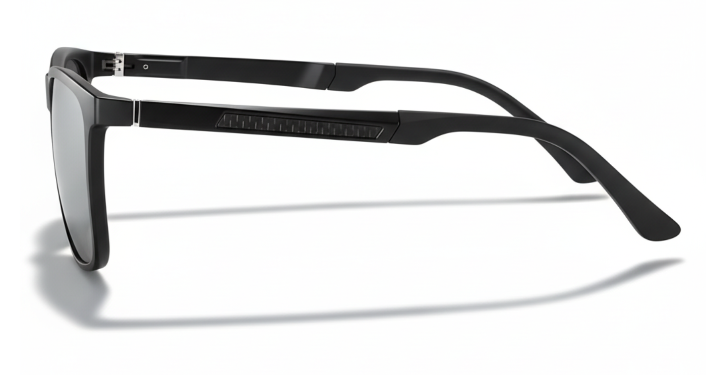 Missandtrendy touring square sunglasses with black frame and mirror grey lens 90º side view_01