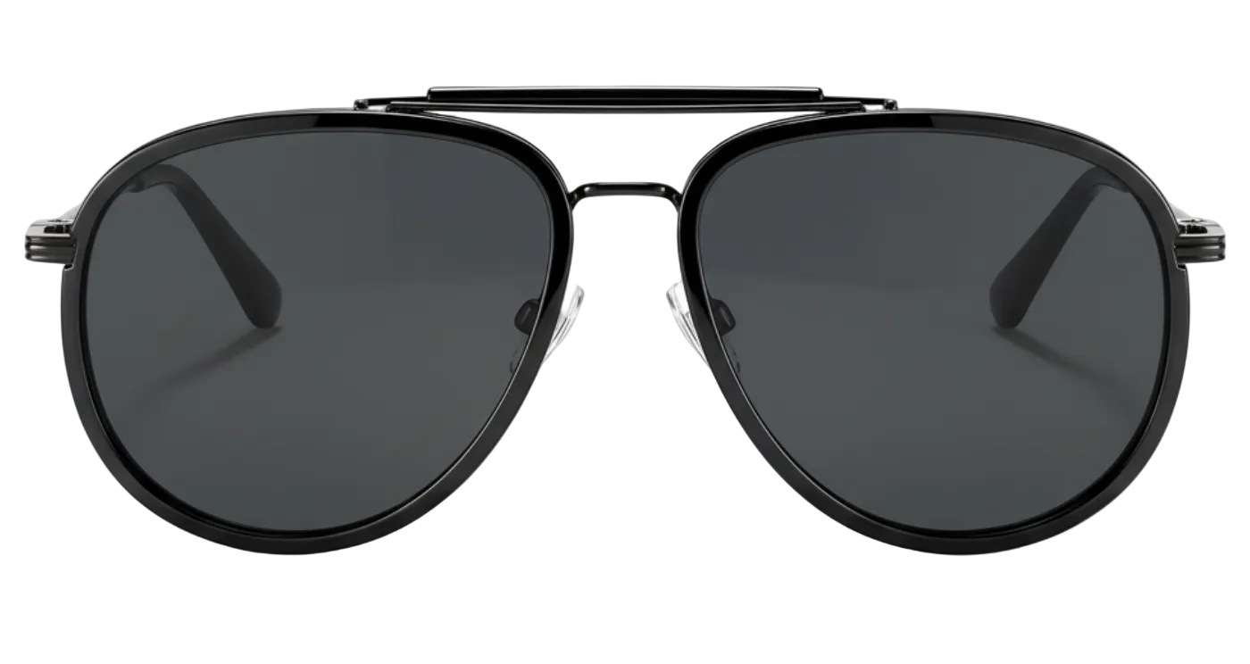 Missandtrendy vegas aviator sunglasses with black metal frame and black lens 0º side view_01