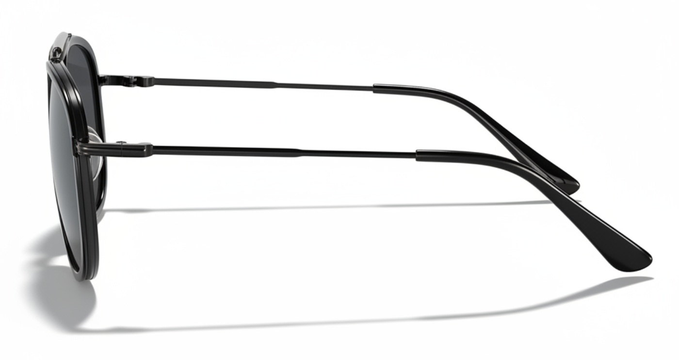 Missandtrendy vegas aviator sunglasses with black metal frame and black lens 90º side view_01