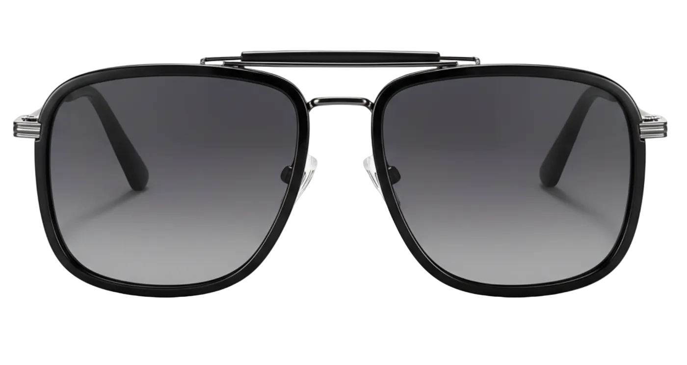 Missandtrendy vegas aviator sunglasses with black rectangular frame and gradient burgundy lens 0º side view_02